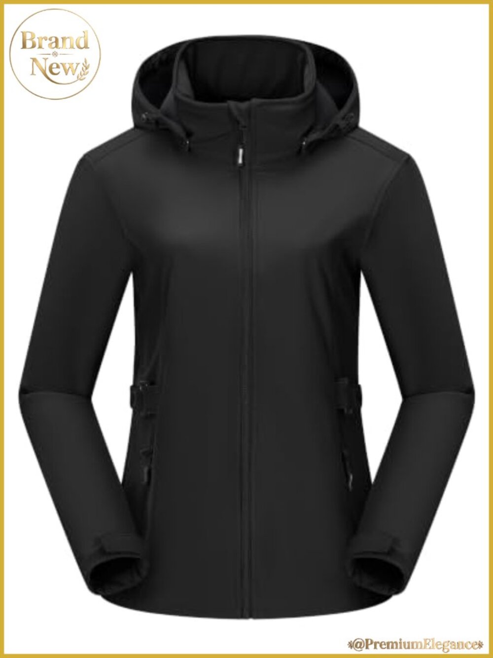 Fleece Lined Rain Jacket Waterproof Softshell Windbreaker Removable Hood